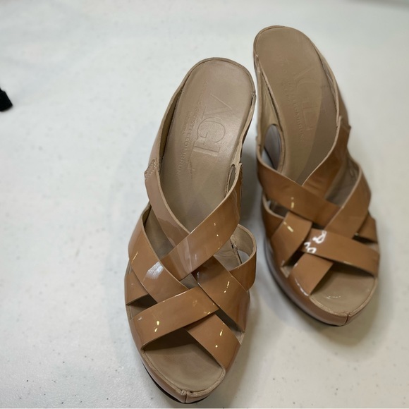 Gorgeous AGL Nude Platform Leather Sandals Women 38 - Picture 7 of 10